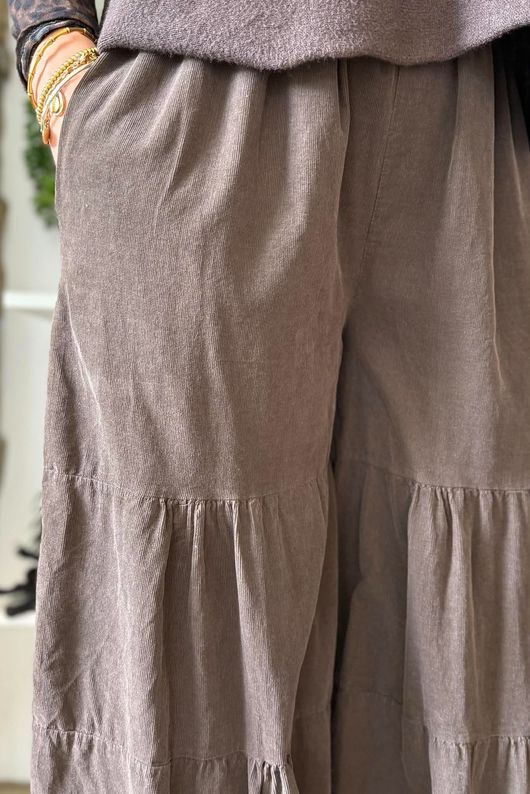 Basso Baby Cord Tiered Cuff Pant Coffee Bean